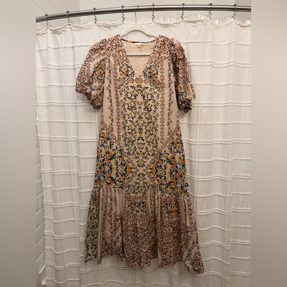 Anna cate puff sleeve midi Dress